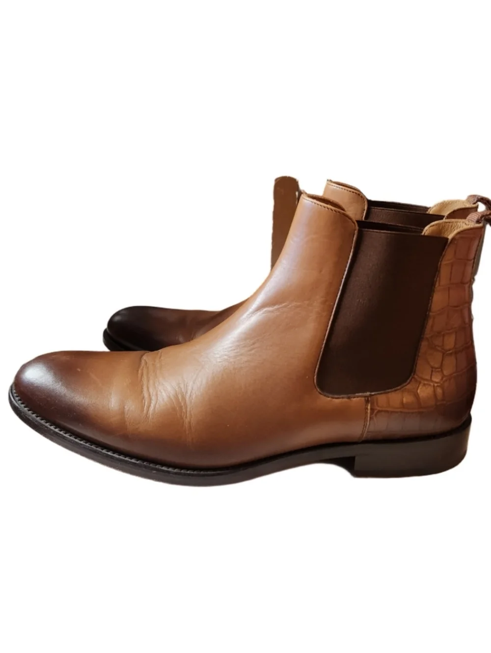 Taft Men's Hiro Leather & Embossed Croc Details Chelsea Boots - Size 42 (9)
